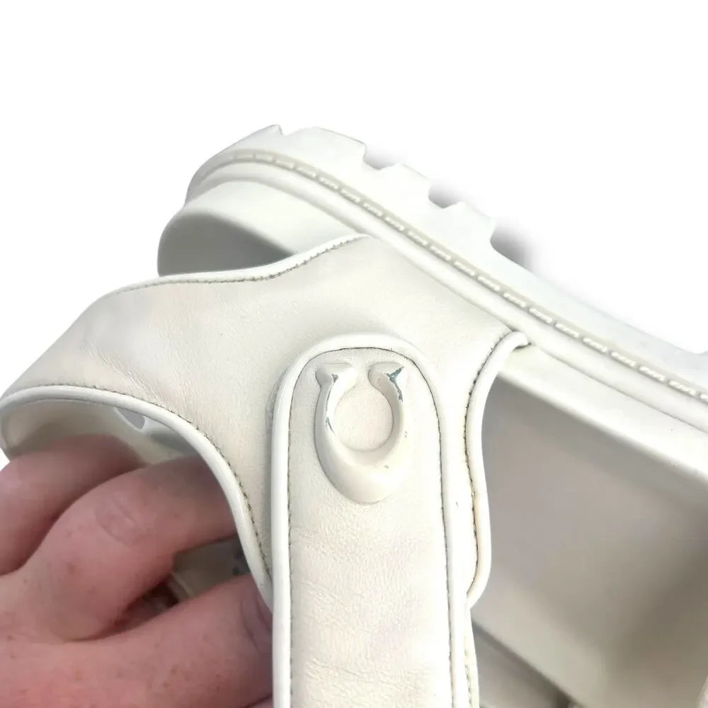 Coach Brynn Platform Buckled Leather Platform Size 5 Ivory White Chunky Flat - Picture 9 of 9